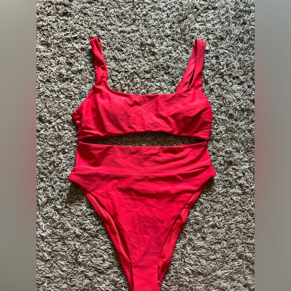Red Aerie High Waisted Swim